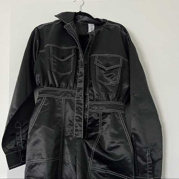 ASOS purchased / Collusion / NWT / satin jumpsuit with contrast stitch / black - Picture 5 of 11